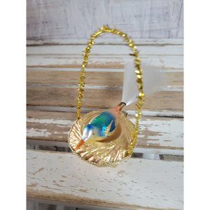 Blumchen bird nest glass ornament Xmas holiday vintage Germany